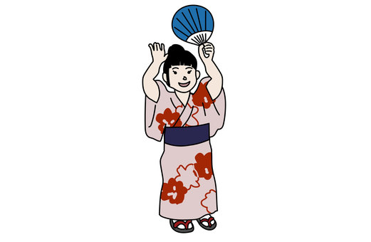 Illustration A girl who dances in a yukata, , JPG, PNG and AI