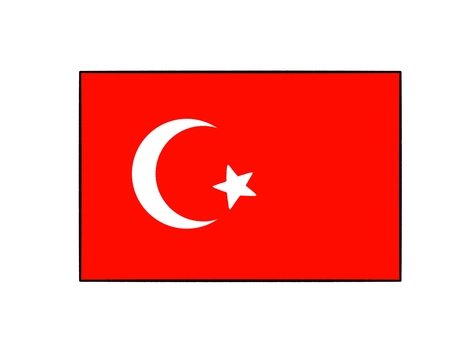トルコ共和国 旗 トルコ共和国 旗 トルコ,トルコ共和国,旗,手描き,シンプル,挿絵,素材,月,星,イラストのイラスト素材