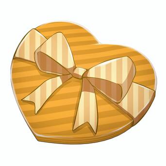 黄色いハートとリボンのプレゼント バレンタイン,バレンタインデー,ハート,バレンタインチョコ,義理チョコ,チョコレート,リボン,ストライプ,valentine,お菓子のイラスト素材