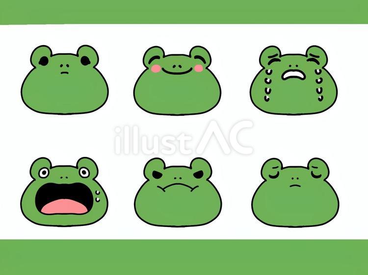 かえるの表情３種類 かえる,カエル,蛙のイラスト素材