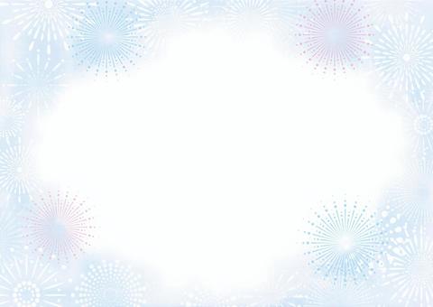 花火　フレーム09A 花火,夏,背景,フレーム,綺麗,背景素材,風流,カラフル,ポップ,水色のイラスト素材
