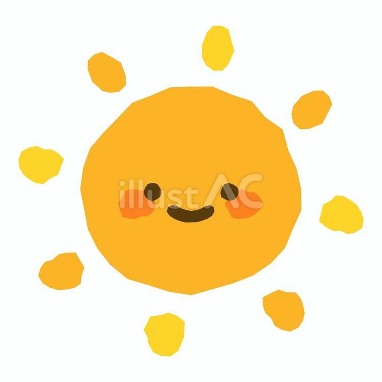 ほほえむ太陽のイラスト 太陽,顔,笑顔のイラスト素材