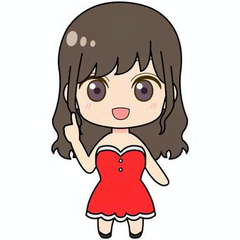 (グッド)サンタ服を着た女性/ロング 女の子,かわいい,人物,女性,クリスマス,サンタ,コスプレ,イラスト,ロングヘア,グッドのイラスト素材