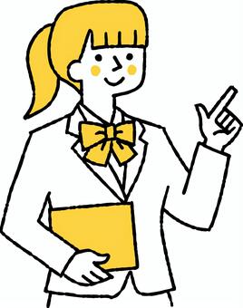 目標に向かって進む女子学生 目標,向かう,進む,女子,制服,高校生,学生,生徒,リボン,学校のイラスト素材