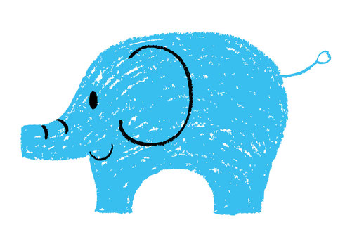 クレヨン＿動物_ゾウ ゾウ,クレヨン,落書き,お絵描き,手描き,絵,動物,かわいいのイラスト素材