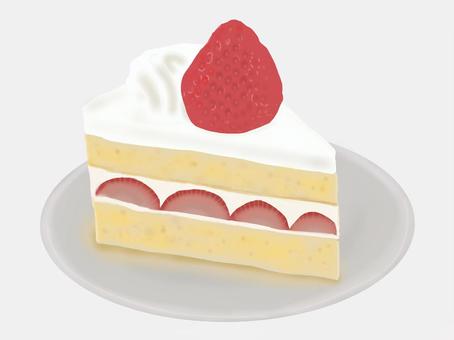 いちごのショートケーキ ケーキ,洋菓子,ショートケーキ,いちご,クリーム,お菓子,おやつ,イラスト,手描き,食べ物のイラスト素材