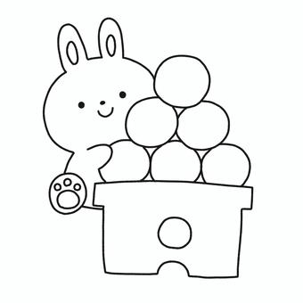 うさぎと月見団子 お月見,十五夜,うさぎ,団子,動物,食べ物,秋ら,白黒,モノトーン,塗り絵のイラスト素材
