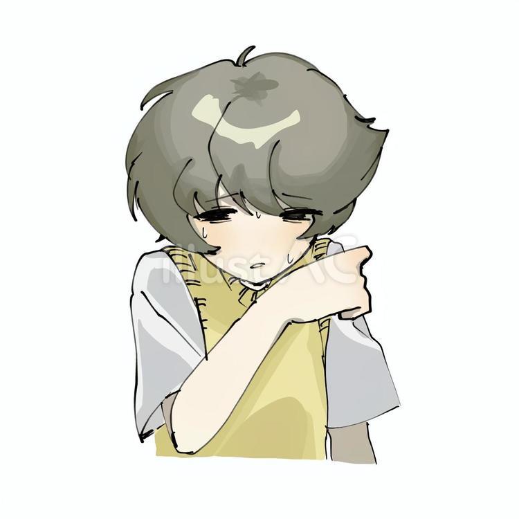 汗を拭う子 人,顔,上半身のイラスト素材