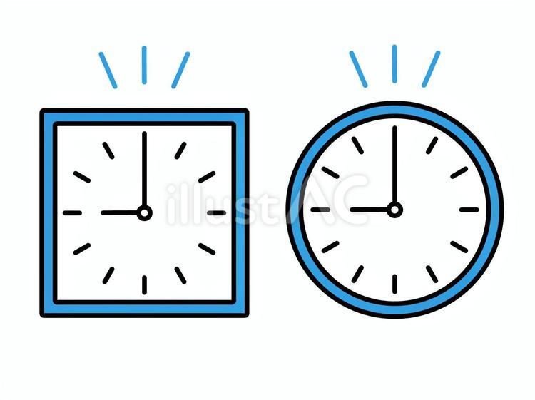 正方形と丸の時計のアイコンセット 時計,時間,目覚まし時計のイラスト素材