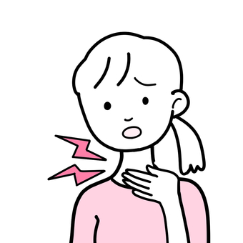 シンプル喉が痛い女（p） シンプル,女,喉,痛み,ズキズキ,風邪,困る,悩むのイラスト素材