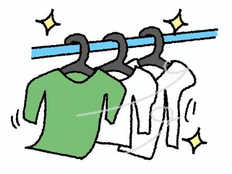 洗濯物 洗濯物,衣類,乾燥,風,pop調,手描き,挿絵,ワンポイント,素材,商用可のイラスト素材