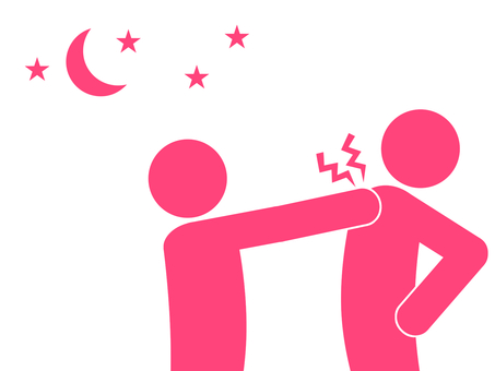 夜に胸ぐらを掴んで喧嘩する2人（赤） 人,2人,上半身,ピクトグラム,胸ぐら,月,星,三日月,夜,夜中のイラスト素材