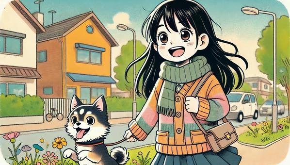 犬を散歩している