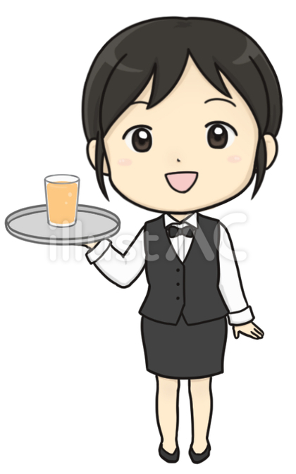 ドリンクを運ぶウエイトレス