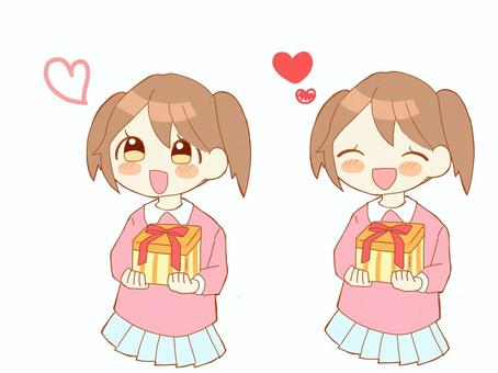 Girl with a gift, JPG and PNG Girl with a gift, present, girl, gift, JPG and PNG