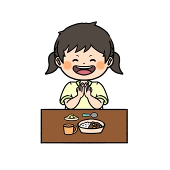 Illustration, girl, school lunch, meal, 