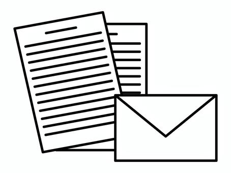 ビジネス・郵便・通信・書類と封筒アイコン 手紙,封筒,郵便,郵送,書類,文書,資料,ファイル,用紙,メッセージのイラスト素材