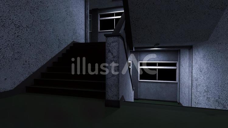 学校の階段　灰色の壁が語ること 階段,光,3dのイラスト素材