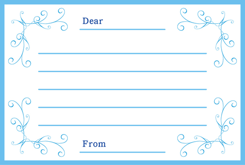 ポストカード水色フレーム 手紙,ポストカード,メッセージカードのイラスト素材