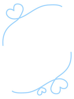 水色のハートと曲線で描かれたフレーム フレーム,背景,ハート,曲線,ホワイトデー,3月,手描き,縦,飾り枠,飾り罫のイラスト素材