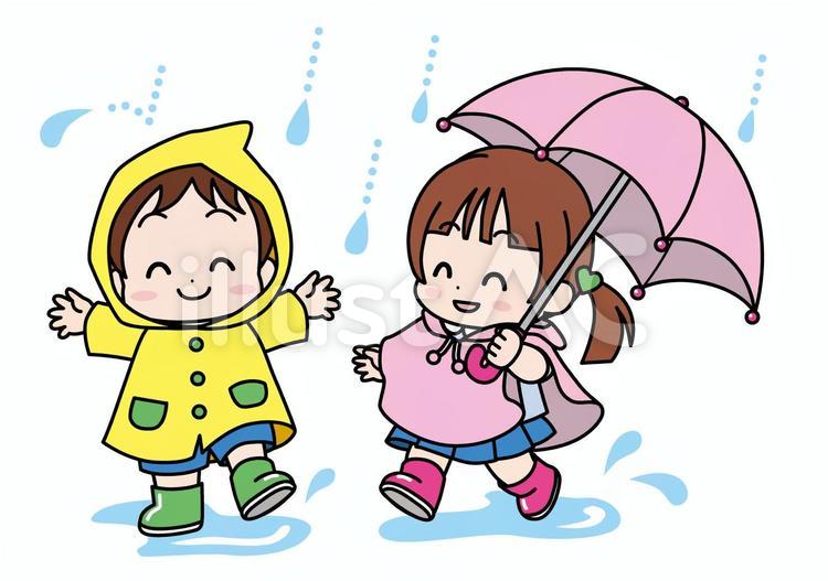幼児／雨の日 雨,梅雨,夏のイラスト素材