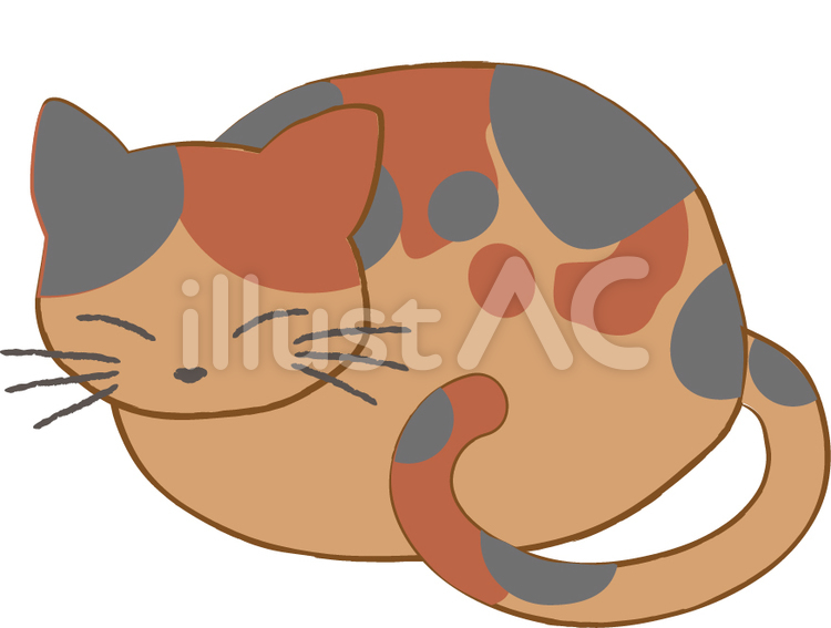 丸まったサビ柄の猫 ネコ,猫,ねこのイラスト素材