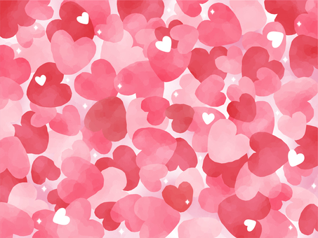 水彩画風ハートがしきつめられた背景