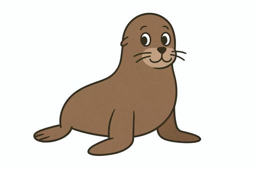 オットセイのアニメ風イラスト