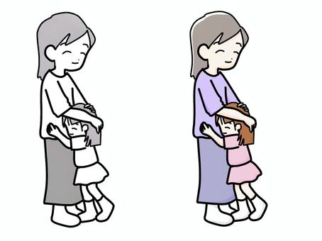 親子でハグ 親子でハグ 親子,ハグ,仲良し,子ども,女の子,母子,スキンシップのイラスト素材