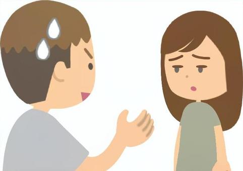 余計なアドバイスをした彼氏（文字なし） 余計,不要,アドバイス,助言,お節介,ありがた迷惑,男女,差し出がましい,共感,相談のイラスト素材