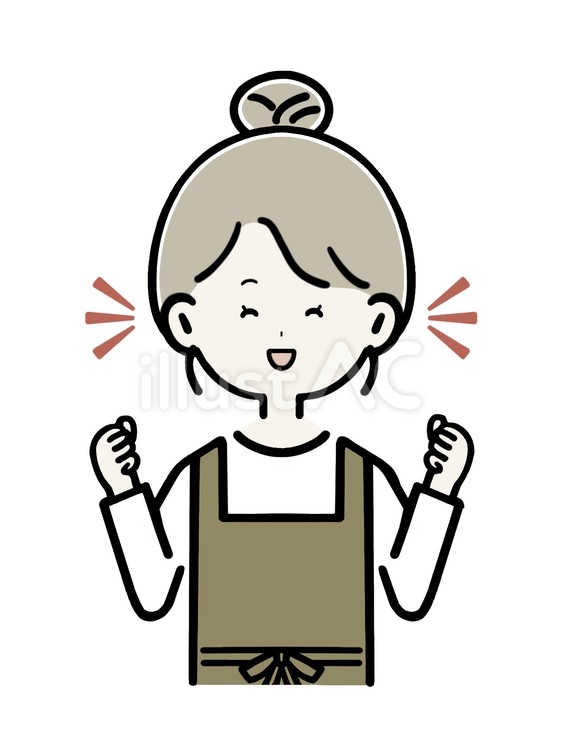 ガッツポーズのカフェ店員　笑顔 カフェ店員,カフェ,店員のイラスト素材