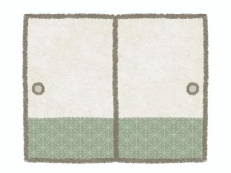 緑色の襖（ふすま） 襖,押入れ,和室,建具,緑色,和柄,和風,唐紙,和紙,引き戸のイラスト素材