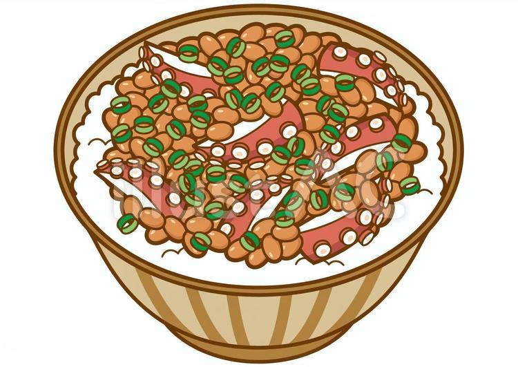 タコ納豆ごはん-4c 納豆,ご飯,タコのイラスト素材