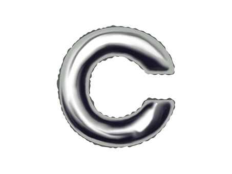 バルーン文字Cシルバー アルファベット,バルーン文字,風船,文字,かわいい,c,alphabetのイラスト素材