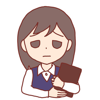 Illustration of a female employee who is worried because her work is not going well, , JPG and PNG