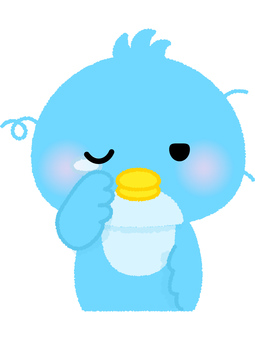 青い鳥寝起き 眠い,寝起き,涙目,鳥,青い,小鳥,鳥類,動物のイラスト素材