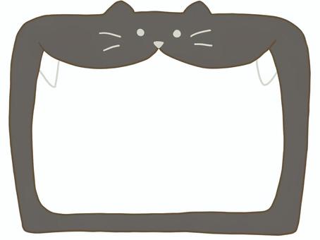 口を大きく開けた黒猫のフレーム 猫,黒猫,フレーム,メモ帳,手描き,かわいい,ゆるい,デフォルメのイラスト素材