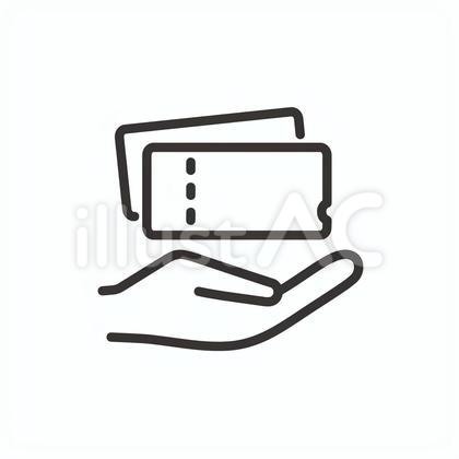 手のひらとチケット・クーポンのアイコン