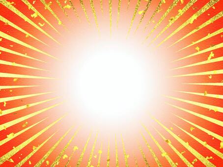 金色の集中線と赤い和風背景 金,金箔,背景,赤,集中線,フレーム,和柄,キラキラ,和風,飾り枠のイラスト素材