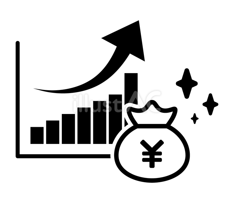 お金と上昇する棒グラフ お金,グラフ,上昇のイラスト素材