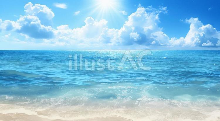 夏の浜辺６ 海,波,浜辺のイラスト素材