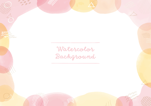水彩フレーム　ピンク系 背景,フレーム,水彩,飾り枠,幾何学,かわいい,きれい,ポストカード,カラフル,円のイラスト素材