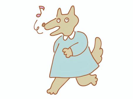 るんるんな犬さん ルンルン,気分,機嫌,良い,音符,鼻歌,犬,キャラクター,シンプル,かわいいのイラスト素材