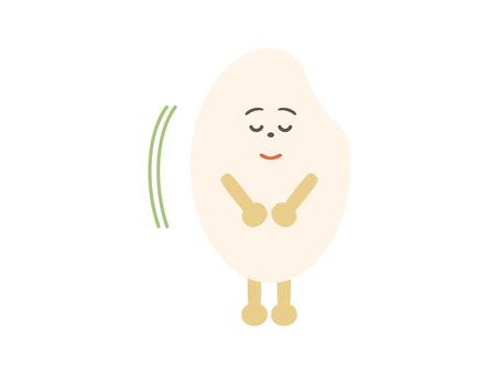 お辞儀する米粒キャラクターのイラスト 米粒,キャラクター,白米,ポーズ,お辞儀,挨拶,お礼,ゆるい,擬人化,主食のイラスト素材
