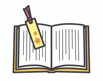 本と栞 本,栞,読書の秋,読書,紅葉,模様,シンプル,図書,書籍,学校のイラスト素材