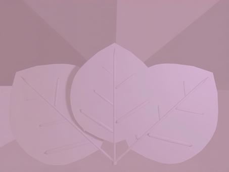 3 leaves. Pink wallpaper background, , JPG