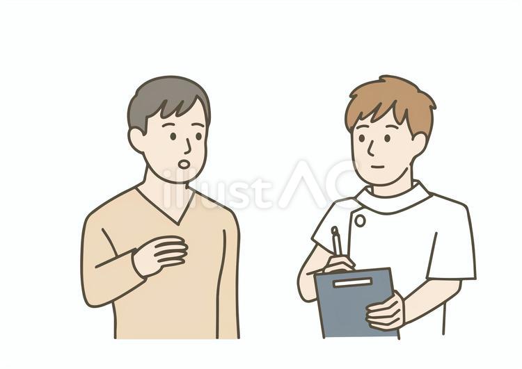 男性から話を聞く看護師 従事者,看護師,人物のイラスト素材