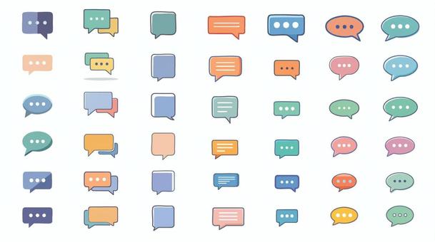 吹き出しのアイコンまとめ 吹き出し,アイコン,メッセージ,まとめ,一揃いのイラスト素材