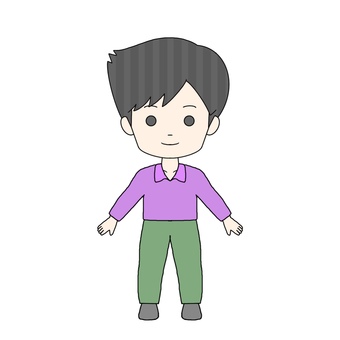 まっすぐ立つ（男性D） 全身,人物,男性,男,素材,立ち絵,白背景,フリー素材,挿絵,カットイラストのイラスト素材