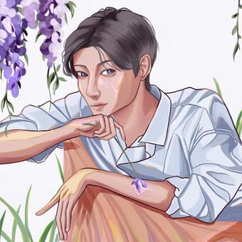 花と男性 男性,花,自然,人物,かっこいいのイラスト素材